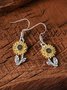 Retro Simple Sunflower Earrings Pendant Women Fashion Popular Bohemian Plant Flower Earrings
