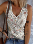 Casual V Neck Floral Tank Top