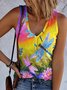 Casual V Neck Ombre Tank Top