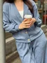 Women Plain Split Joint Two-Piece Set Daily Long Sleeve Casual Spring/Fall Top With Pants Matching Set