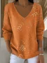 Women Cotton Floral Long Sleeve Comfy Casual Sweater