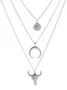 Electroplating Fashion Simple Alloy Bull Head Geometric Disc Eyes Horn Multi-layer Necklace