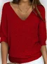 Women's Sweater Casual Plain Simple 3/4 Length Sleeve Knit Top
