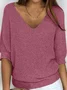 Women's Sweater Casual Plain Simple 3/4 Length Sleeve Knit Top