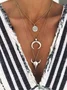 Electroplating Fashion Simple Alloy Bull Head Geometric Disc Eyes Horn Multi-layer Necklace