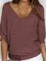 Women's Sweater Casual Plain Simple 3/4 Length Sleeve Knit Top