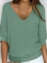 Women's Sweater Casual Plain Simple 3/4 Length Sleeve Knit Top