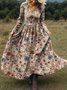 Women Floral Spring/Fall Dress V Neck Long Sleeve A-Line Dress