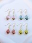 Butterfly Time Gem Dried Flower Gypsophila Lace Flower Pastoral Style Glass Earrings