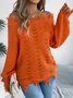 Women Cotton Plain Long Sleeve Comfy Casual Sweater