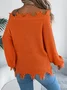 Women Cotton Plain Long Sleeve Comfy Casual Sweater