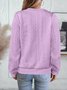 Casual V Neck Plain Sweatshirt