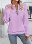 Casual V Neck Plain Sweatshirt