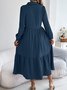 Women Plain Spring/Fall Dress Shirt Collar Long Sleeve A-Line Dress