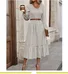 Women Geometric Spring/Fall Dress V Neck Long Sleeve A-Line Dress