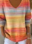 Women Cotton Colorful Gradient Print Long Sleeve Comfy Casual Sweater