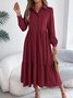 Women Plain Spring/Fall Dress Shirt Collar Long Sleeve A-Line Dress