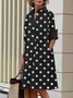 Women Geometric Spring/Fall Dress Shawl Collar Long Sleeve Shirt Dress H-Line Dress