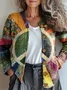 Women Knitted 3D Printing Long Sleeve Comfy Casual Cardigan