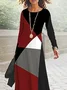 Women Geometric Spring/Fall Dress Crew Neck Long Sleeve A-Line Dress