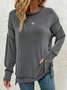 Casual Crew Neck Plain Sweatshirt