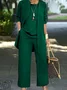 Women Plain Split Joint Matching Outfit Commuting Long Sleeve Casual Spring/Fall Multi-Piece Set Matching Set