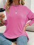 Casual Crew Neck Plain Sweatshirt