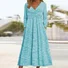 Women Plain Spring/Fall Dress V Neck Long Sleeve A-Line Dress