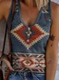 Casual V Neck Geometric Tank Top