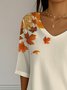 Vintage Maple Leaf Crew Neck Three Quarter Sleeve T-shirt