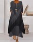 Women Striped Summer Dress Crew Neck Long Sleeve Shirt Dress A-Line Dress