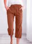 Women Plain Capris Pants Casual Summer Trousers