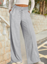 Women Plain Long Elastic Waist Pants Casual Spring/Fall Trousers