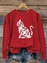 Vintage Cute Cat Art Print Crew Neck Comfy Sweatshirt