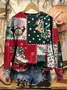 Christmas Vintage Plaid Print Crew Neck Sweatshirt