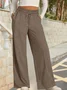 Women Plain Long Elastic Waist Pants Casual Spring/Fall Trousers