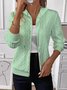 Women Spring/Fall Outerwear Vintage Jacquard Plain Long Sleeve Hoodie Jacket