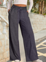 Women Plain Long Elastic Waist Pants Casual Spring/Fall Trousers