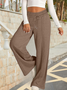 Women Plain Long Elastic Waist Pants Casual Spring/Fall Trousers