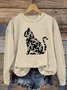 Vintage Cute Cat Art Print Crew Neck Comfy Sweatshirt