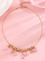 Breast Marker Real Gold Electroplated Pink Ribbon Women's Health Pearl Bracelet Necklace Set Ins Shambhala Jewelry