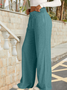 Women Plain Long Elastic Waist Pants Casual Spring/Fall Trousers