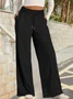 Women Plain Long Elastic Waist Pants Casual Spring/Fall Trousers