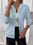 Women Spring/Fall Outerwear Vintage Jacquard Plain Long Sleeve Hoodie Jacket