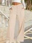Women Plain Long Elastic Waist Pants Casual Spring/Fall Trousers