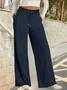Women Plain Long Elastic Waist Pants Casual Spring/Fall Trousers