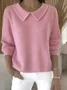 Women Cotton Plain Long Sleeve Comfy Casual Sweater