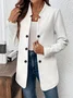 Women Plain Spring/Fall Outerwear Casual Long Sleeve Stand Collar Mid-long Blazer