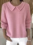 Women Cotton Plain Long Sleeve Comfy Casual Sweater