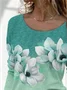 Casual Floral Crew Neck Long Sleeve T-shirt